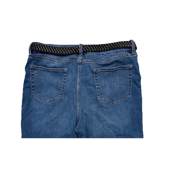 Denim & Co. Petite Indigo Easy Stretch Wide Leg Ankle Jean Size 14 Petite Belted - Picture 4 of 10